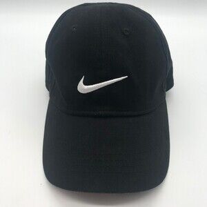 NIKE Swoosh Black Baseball Cap Just Do It Hook & Loop Running Child Infant Hat